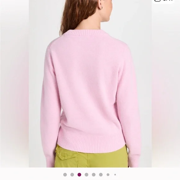 Ganni Pink and Yellow Graphic Crew Neck wool Sweater - Picture 3 of 8